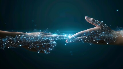 Hands Reaching Digital Connection interface Technology for Concept of human interaction relationship or technology in digital era.
