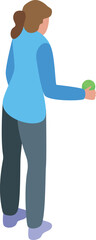 Fototapeta premium Woman is playing a game of bocce, holding a green ball in her hand and preparing to throw
