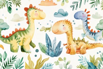 watercolor dinosaurs
