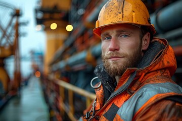 Safety inspector checks worker in helmet and gloves before crane lifts at construction site