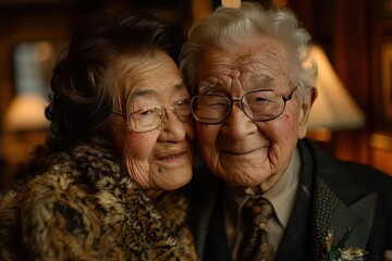 Graceful Senior Couple Elegantly Dancing in Ballroom Embracing Joyful Movement and Togetherness