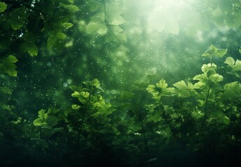 Obraz premium Verdant Abundance: Bokeh Panorama of Leafy Green Trees in Botanical Detail