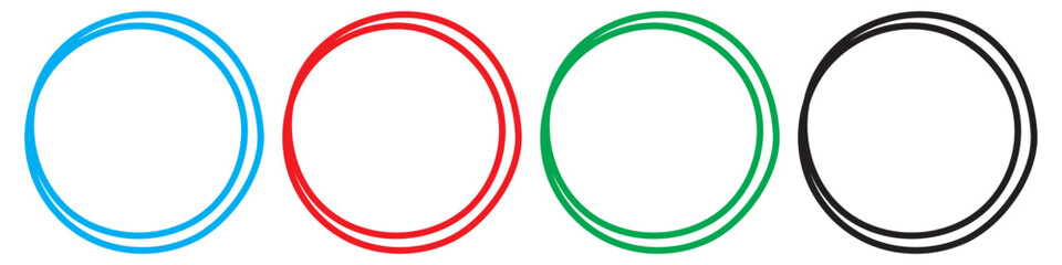 Collection of hand drawn black highlight circle. Highlighter marks, strokes. Design elements isolated on white background. Vector illustration. EPS 10