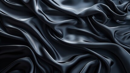 Fototapeta premium Black gray satin dark fabric texture luxurious shiny that is abstract silk cloth panorama background with patterns soft waves blur beautiful : Generative AI