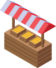 Obraz premium Isometric illustration of a street market stall selling oranges