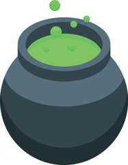 Green magic potion bubbling in a cauldron for halloween