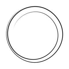 Black circle pen draw. Highlight hand drawn black circle isolated on white background. Handwritten black circle. For marker pen, pencil. Vector eps 10