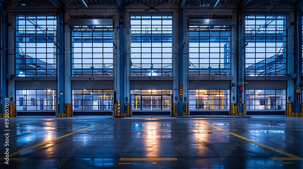 Poster large factory workshop space building : generative ai