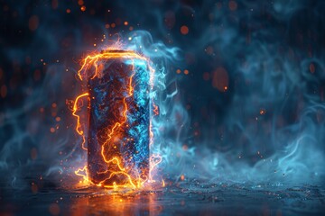 Electric blue battery charging with lightning bolt symbol for energy replenishment