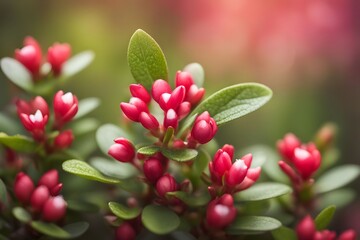 Bearberry flowers bokeh background, AI generated