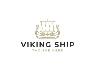 viking ship logo vector illustration. logo template