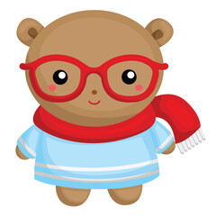 Colorful Happy and Cute Squirrel Winter Animal Christmas Holiday Cartoon Illustration Vector Clipart Sticker