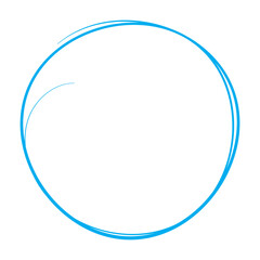 Hand drawn blue circle mark. Emphasis, check, important concepts. Flat decorative vector design isolated illustration. EPS 10