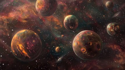 Naklejka premium planetary landscapes, starry skies, space, star, galaxy
