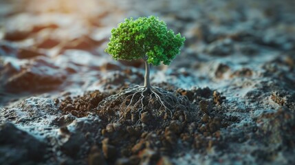 World Environment Day- Land restoration, desertification and drought resilience, 3d tree background. Ecology concept. We are #GenerationRestoration