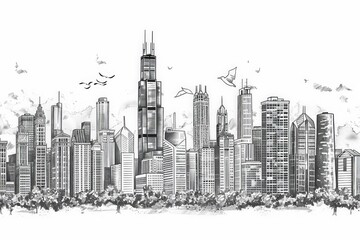 Naklejka premium illustration building city