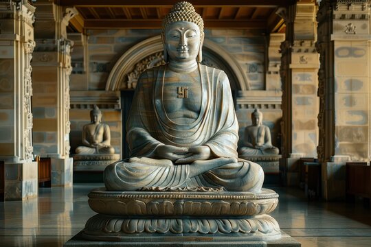 Serene Gupta-Style Buddha Statue Meditating in Ancient Temple