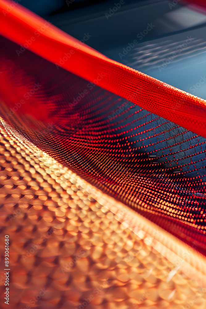 Wall mural a red net is shown in the image, with a yellowish-orange hue. the net is stretched out and he is a p