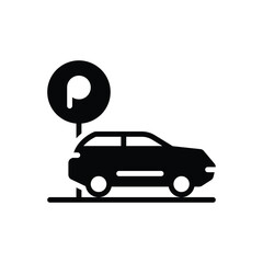 Black solid icon for car parking