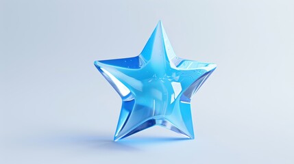 Obraz premium Blue transparent pentagonal star icon on white background