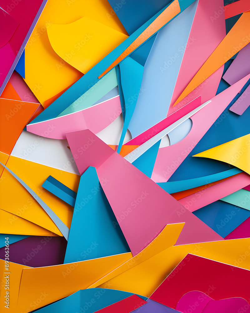Wall mural a colorful collage of paper cutouts with a chaotic and disorganized appearance. the image seems to b