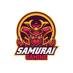 Vector Logo Illustration Samurai E- Sport and Sport Style.