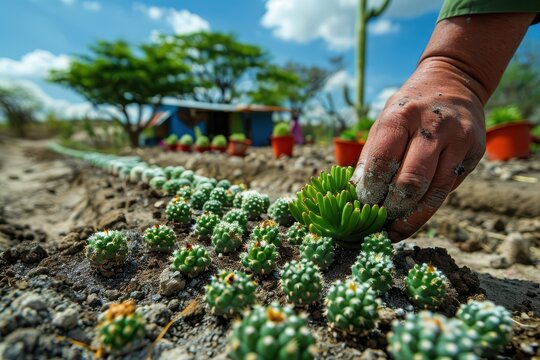 Cultivating Peyote Cacti: Traditional Hand Harvesting Process in Action