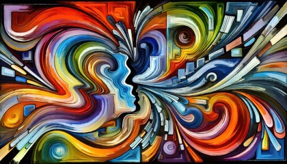 Obraz premium Abstract Colorful Swirls and Shapes Digital Art.