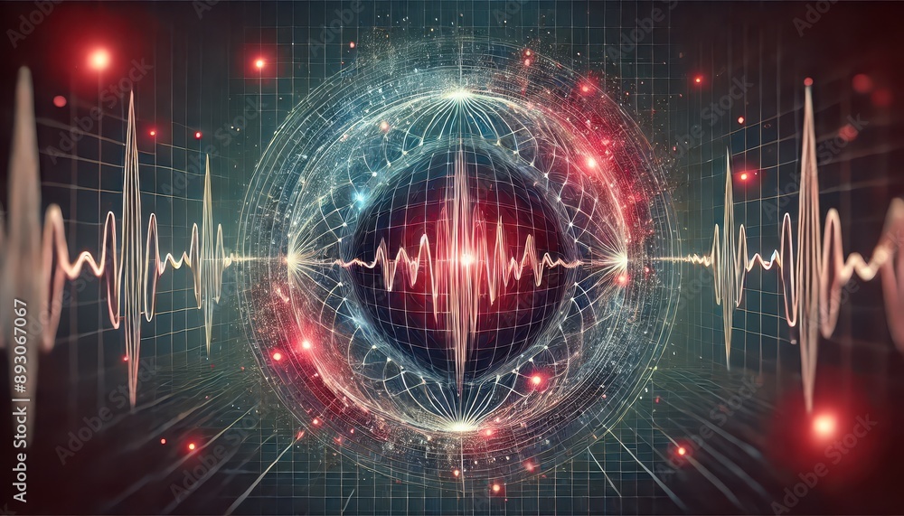 Aufkleber abstract sound wave and grid pattern