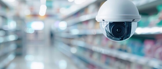 CCTV camera in a retail store, security monitoring, theft prevention