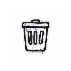 Spray painted trash can black on white. Trash can symbol. isolated on white background. vector illustration