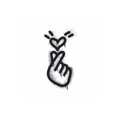 Hand painted love spray black on white. Hand love symbol. isolated on white background. vector illustration