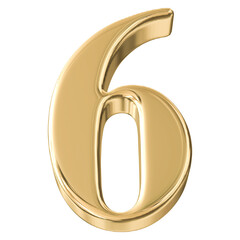 Gold 3D Number 6