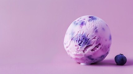 vanilla and blueberry ice cream ball on purple background