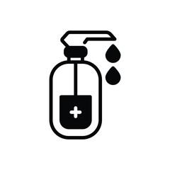 Black solid icon for hydroalcoholic gel