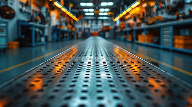 A metal blank tabletop with blurred automotive tools and parts in the background suitable for promoting automotive products