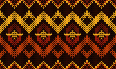 Cotton rhombus argyle knit texture geometric vector seamless. Rug knitwear fabric print. Winter seamless knitted pattern.