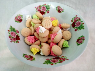 Colorful ice gem or ice cream cookies or biscuits in a bowl , stock photo taken in malaysia
