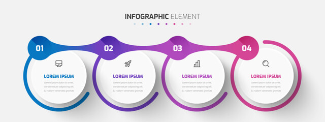 Vector Infographic Business with Abstract Design, Circle Label, Icon and 5 Number for Presentation