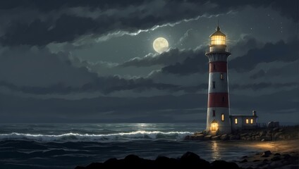 lighthouse at night