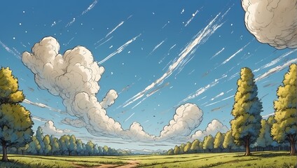 landscape with mountains and clouds