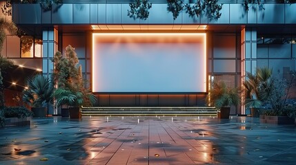 Stadium Welcome: Blank Signboard Mockup at Entrance
