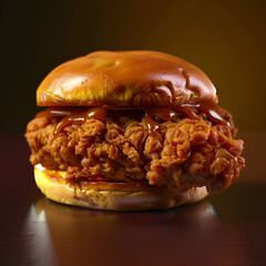 Stylish Fried Chicken Sandwich 3d Image,
Realistic Food Photography in Vray Style

