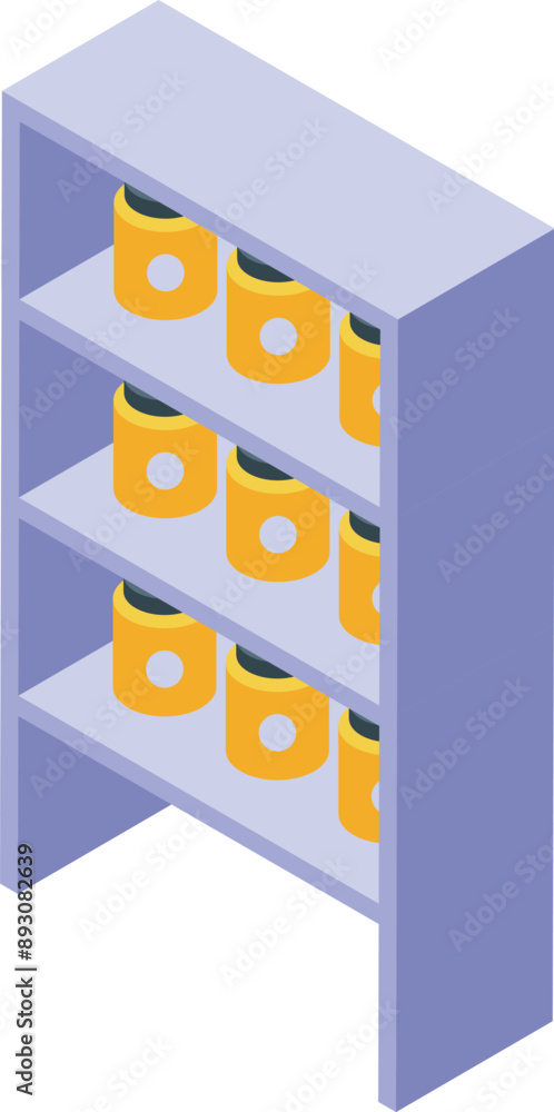 Poster isometric supermarket shelf displaying honey jars in a row