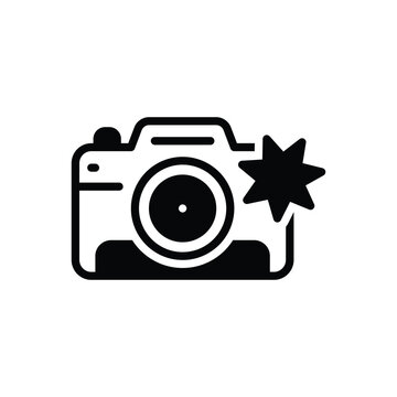 Black solid icon for camera flash