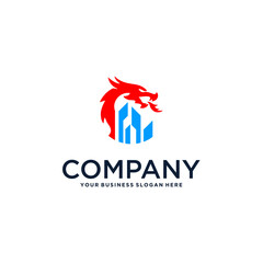 real estate logo design with house and building