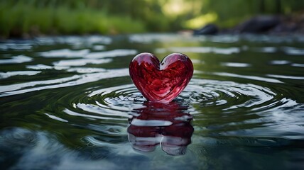 heart in water nature background image