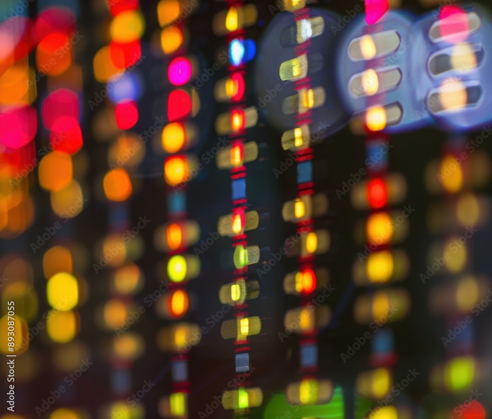 Poster colorful lights create an abstract pattern. ai.