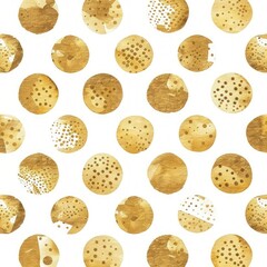 Elegant seamless pattern of gold dots on white, suitable for various decor.