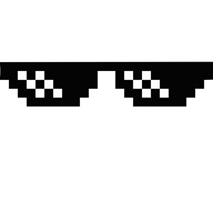 Pixel black sunglasses. Vector pixel glasses. 8 bit icon